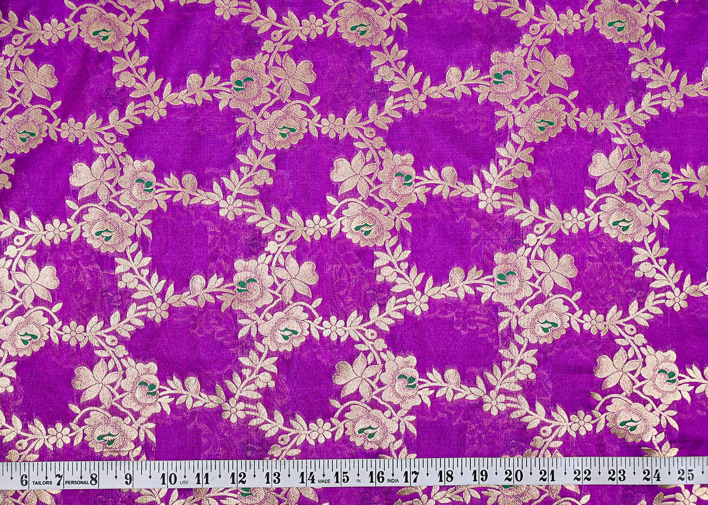 Purple-Banarasi-Brocade-Fabric-With-All-Over-Thread-And-Zari-Handloom-22313-measurement-view