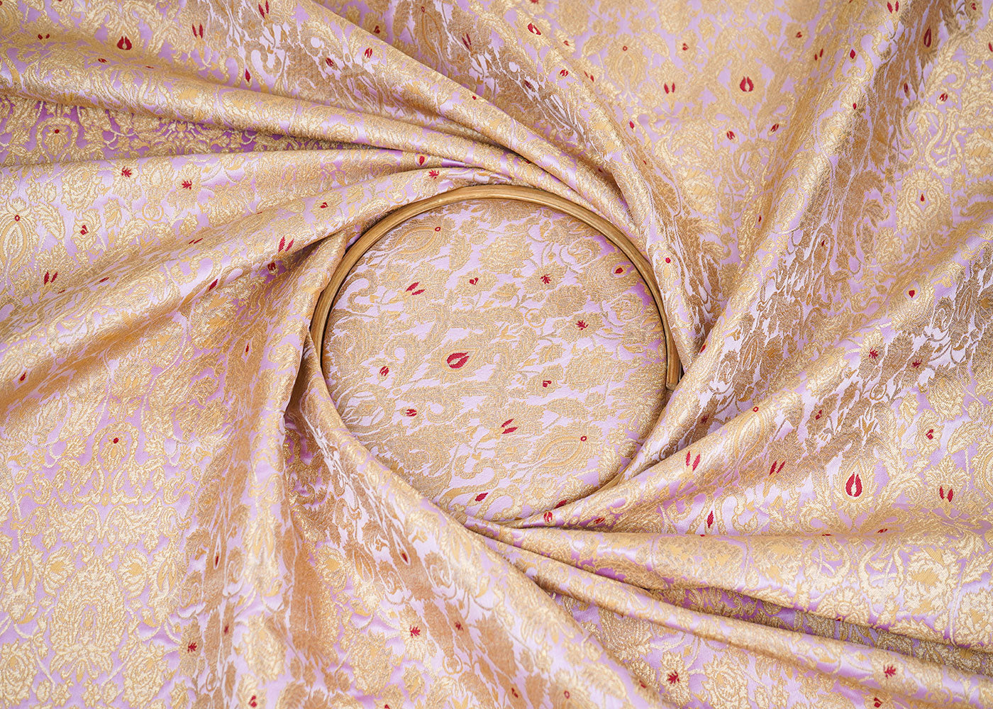 Lavender Banarasi Brocade Fabric With Allover Thread And Zari Handloom 22319