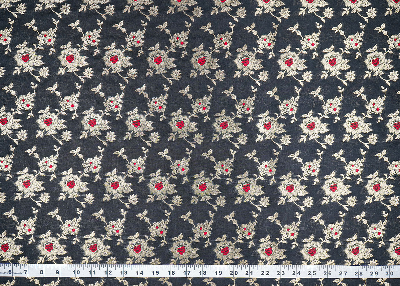 Black-Banarasi-Brocade-Fabric-With-Allover-Thread-And-Golden-Zari-Handloom-22321-measurement-view