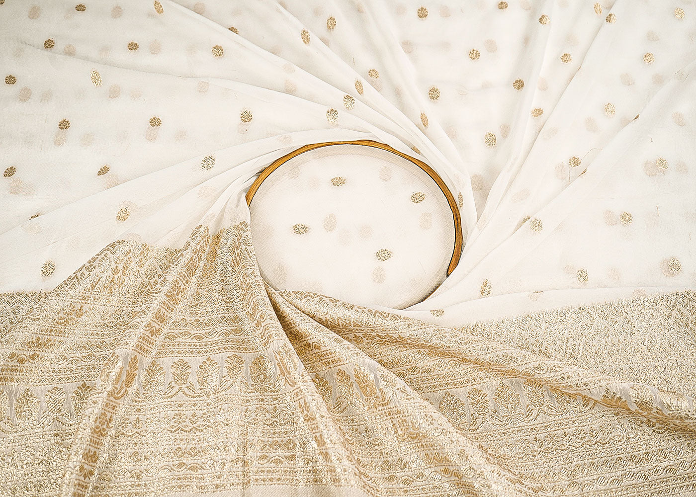 White-Dyeable-Georgette-Fabric-With-Allover-Zari-Handloom-With-One-Side-Border-22341-close-view