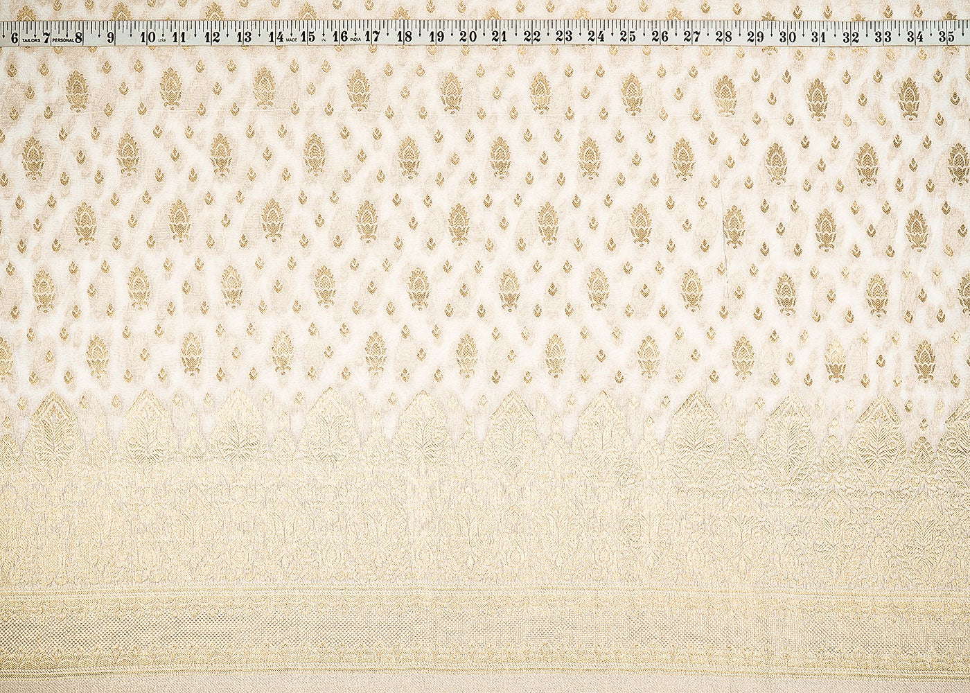 White-Dyeable-Georgette-Fabric-With-Allover-Zari-Handloom-With-One-Side-Border-22342-measurement-view