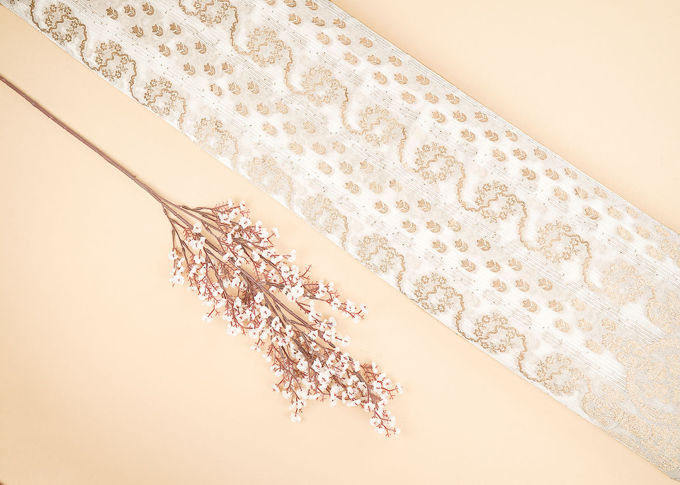White-Dyeable-Georgette-Fabric-With-Allover-Thread-Sequins-And-Zari-Handloom-With-One-Side-Border-22347