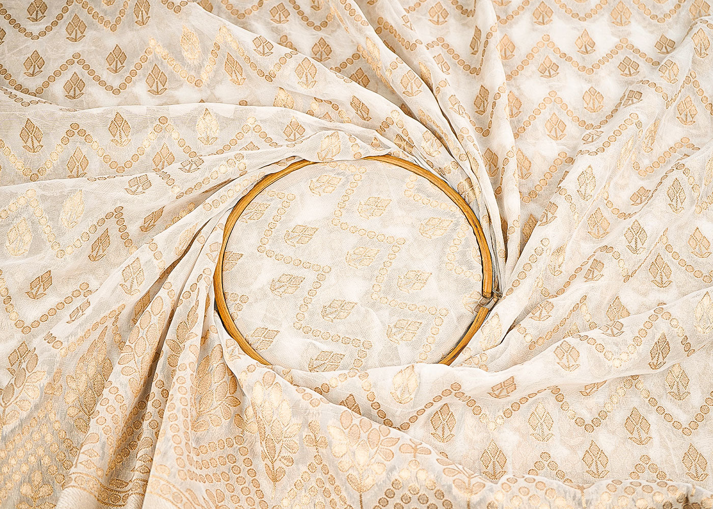 White-Dyeable-Georgette-Fabric-With-Allover-Zari-Handloom-With-One-Side-Border-22348-close-view