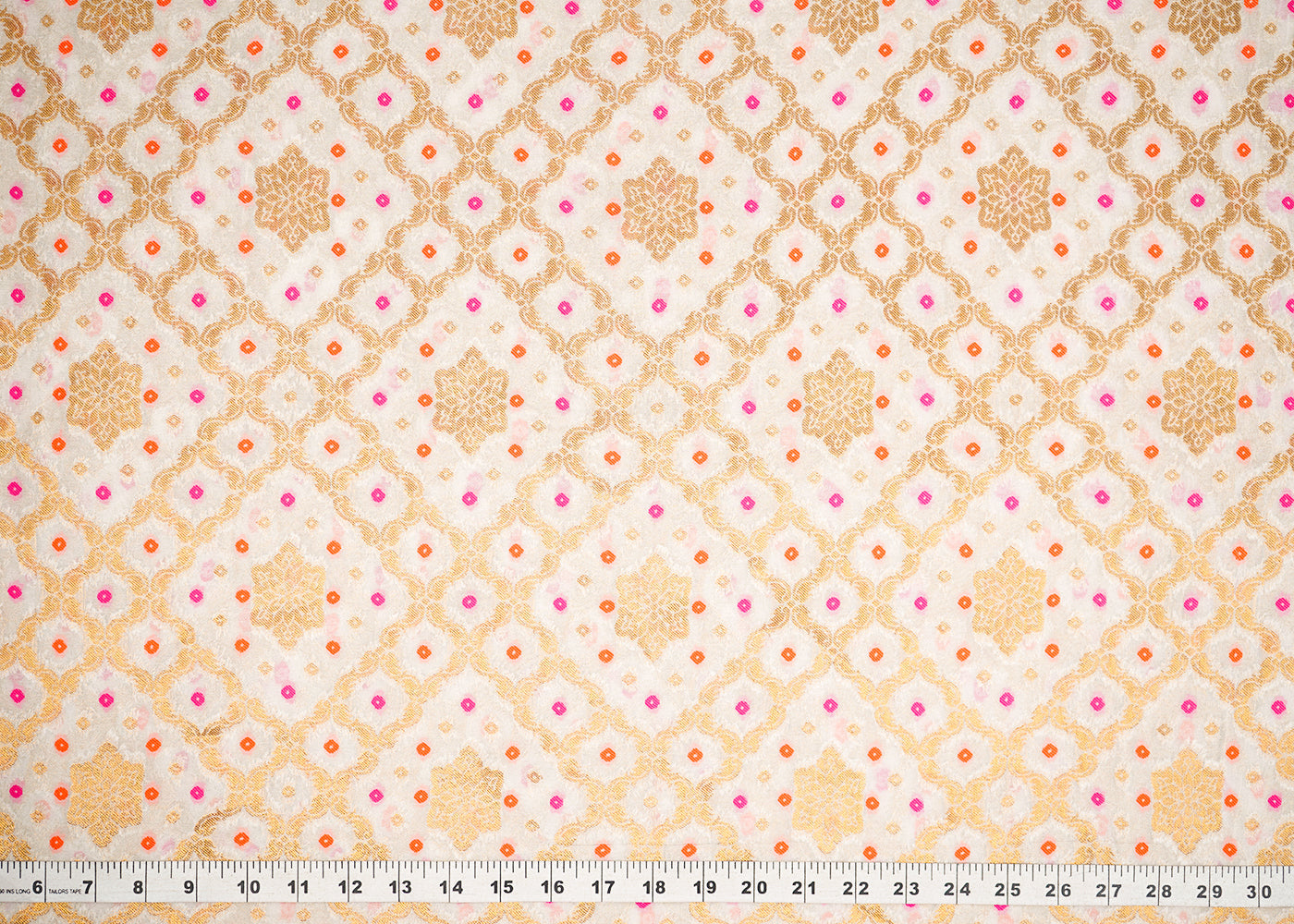 White-Dyeable-Georgette-Fabric-With-All-Over-Bandhani-Print-And-Golden-Zari-Handloom-22356-measurement-view