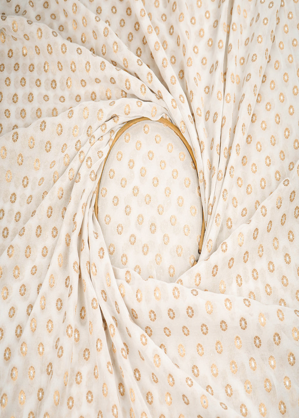 White-Dyeable-Georgette-Fabric-With-All-Over-Buti-Of-Gold-And-Silver-Zari-Handloom-22357-close-view