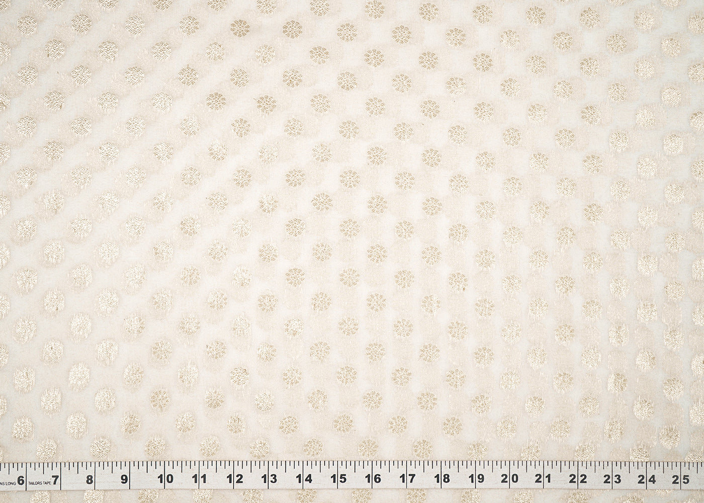 White Dyeable Georgette Fabric With All Over Golden Zari Handloom 22361