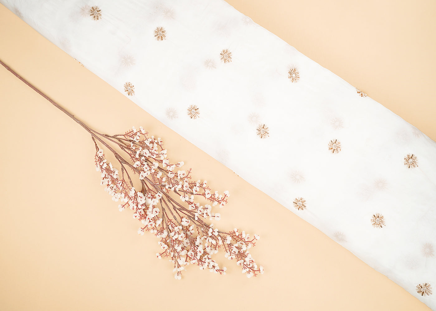 White-Organza-Fabric-With-All-Over-Buti-Of-Sequins-Katdana-And-Bead-Work-22376