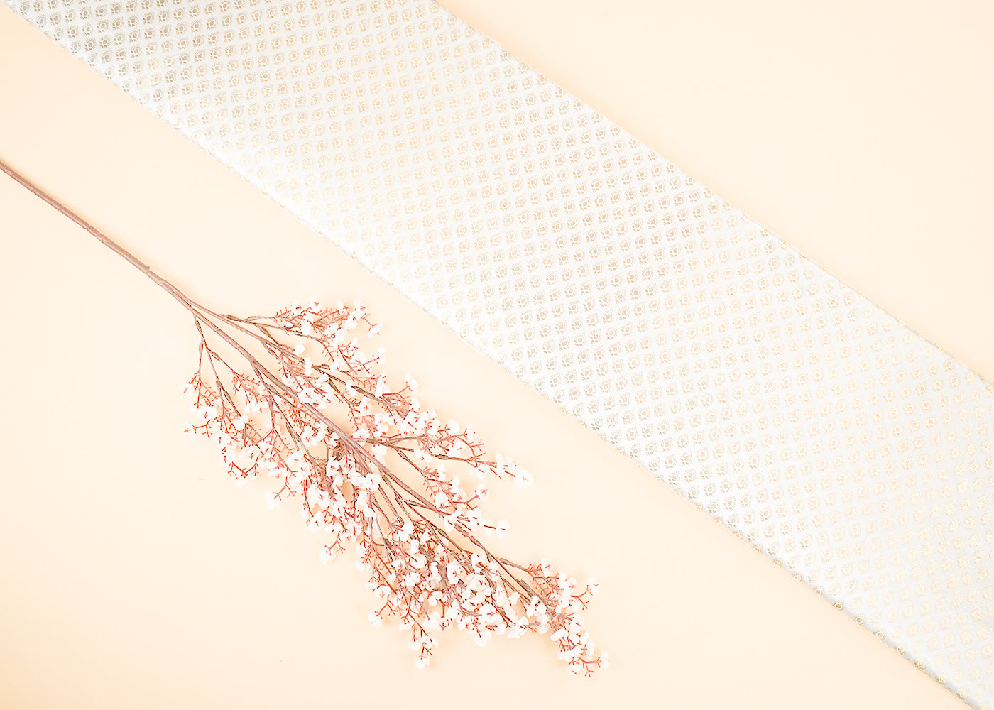 White Dyeable Chanderi Fabric With Allover Zari Handloom 22385