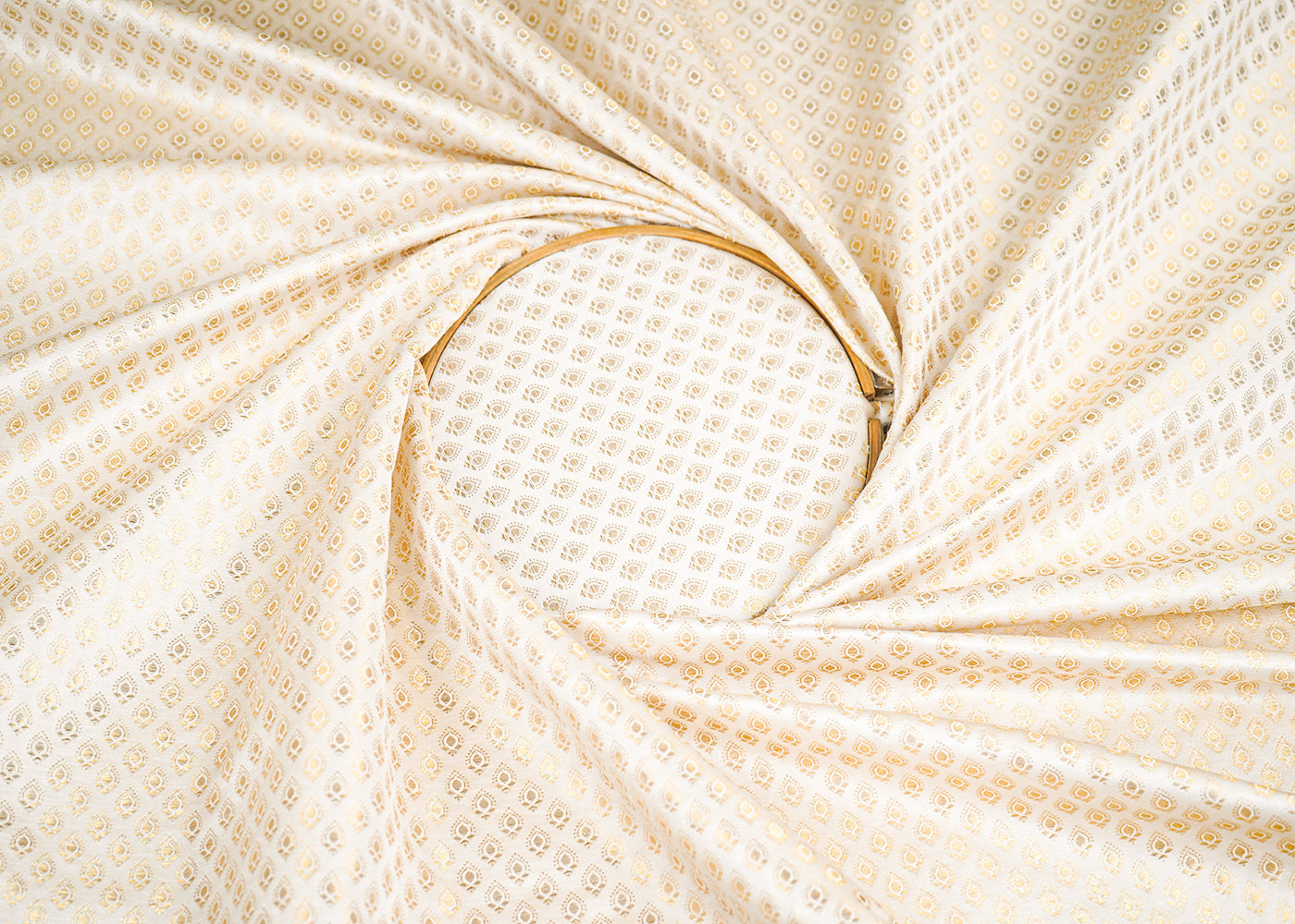 White Dyeable Chanderi Fabric With Allover Zari Handloom 22385