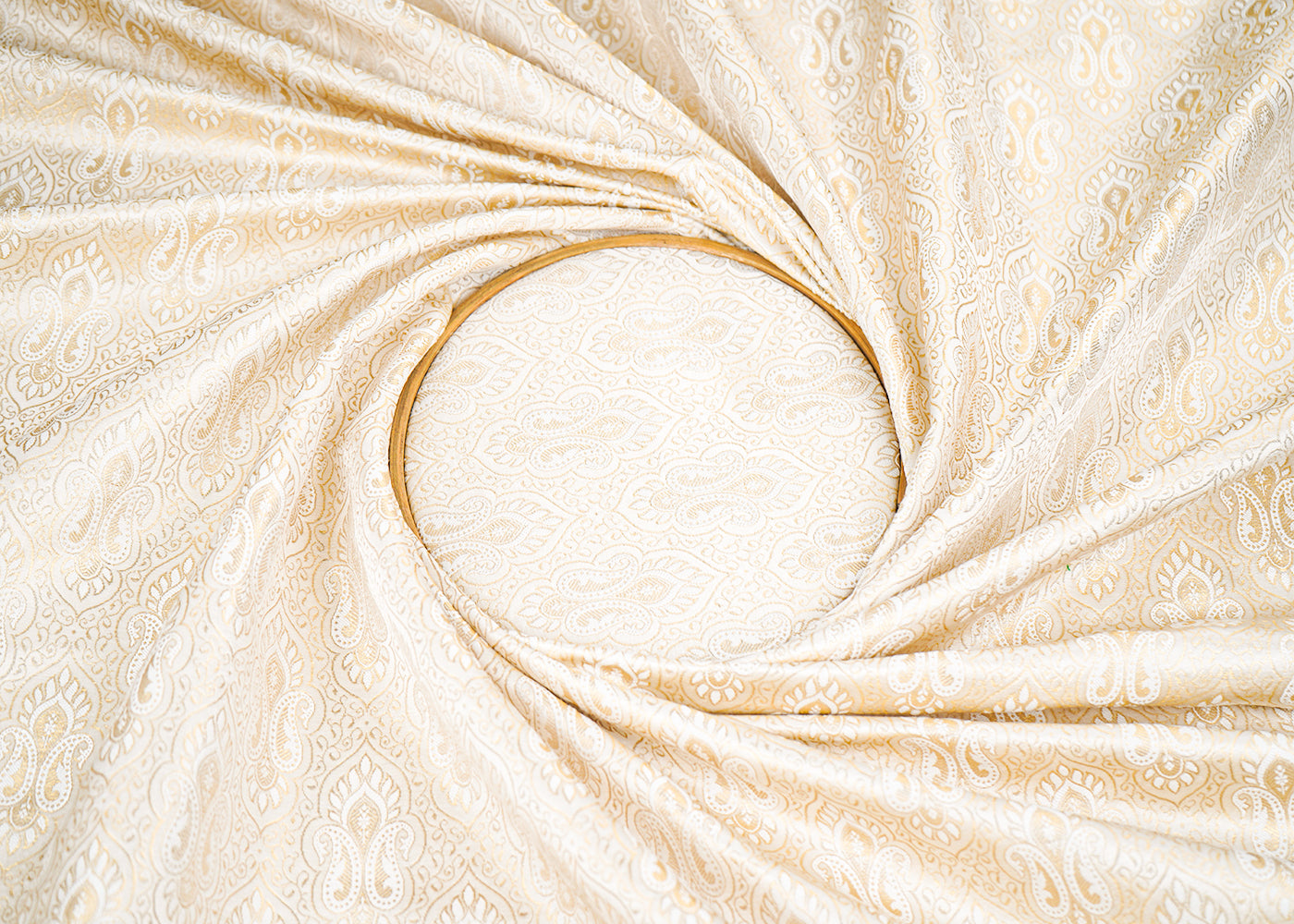 White Dyeable Chanderi Fabric With Allover Zari Handloom 22386