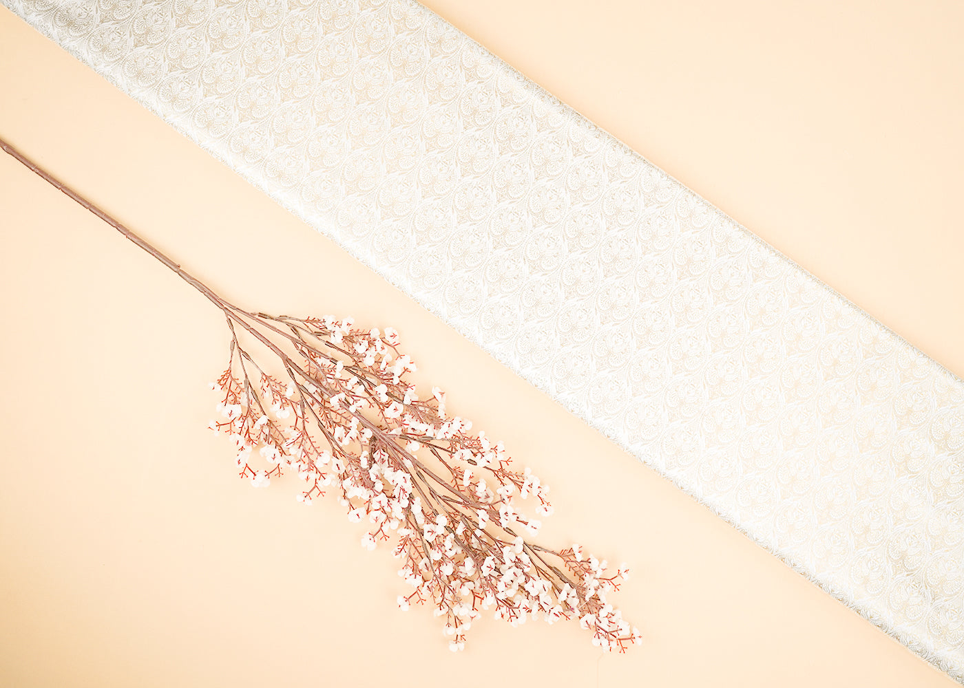 White Dyeable Chanderi Fabric With Allover Zari Handloom 22387