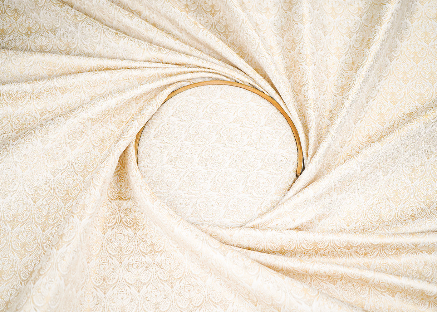 White Dyeable Chanderi Fabric With Allover Zari Handloom 22387