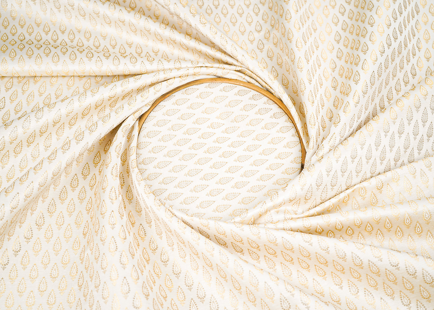 White Dyeable Chanderi Fabric With Allover Zari Handloom 22388