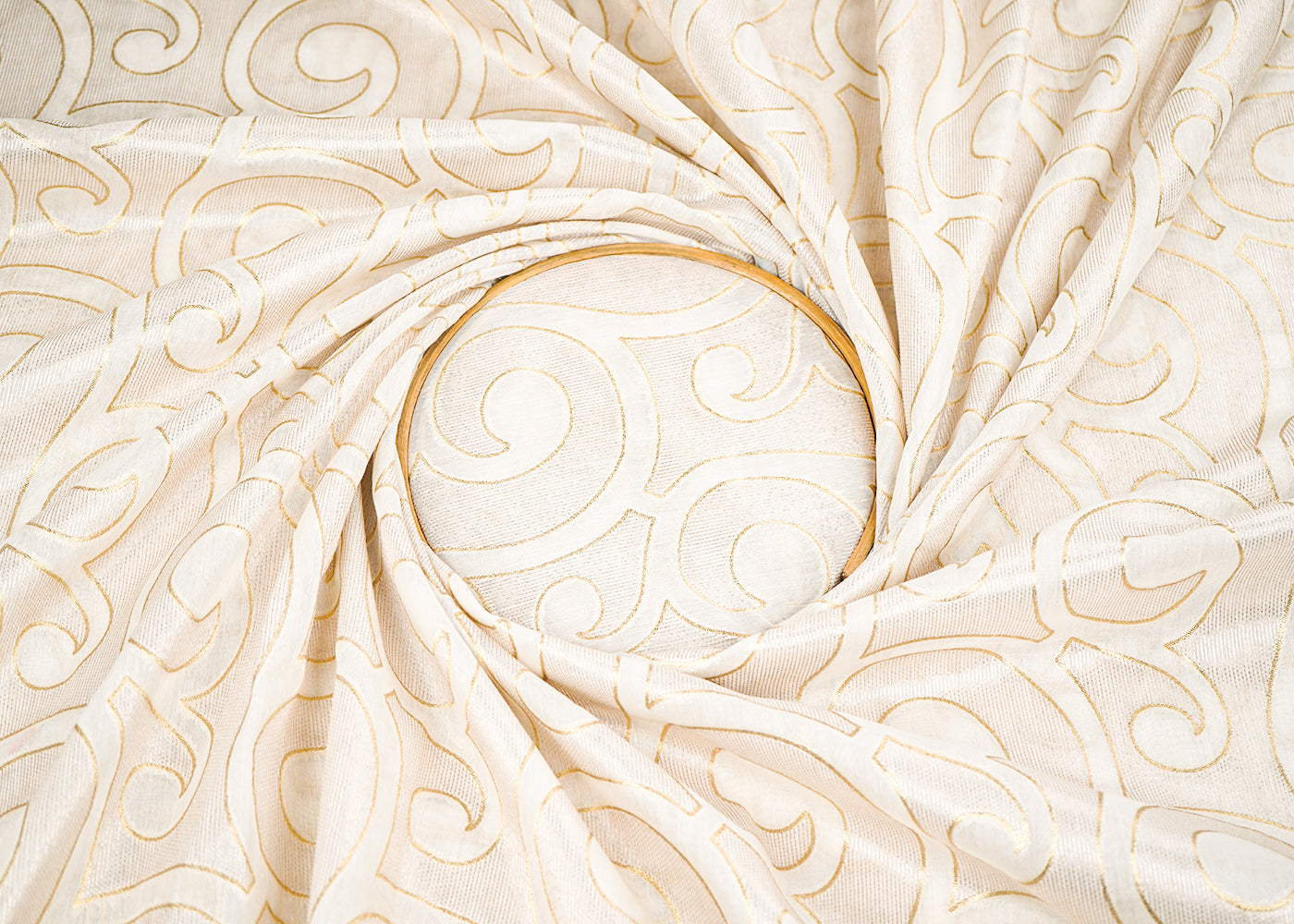 White Dyeable Chanderi Fabric With Allover Zari Handloom 22390