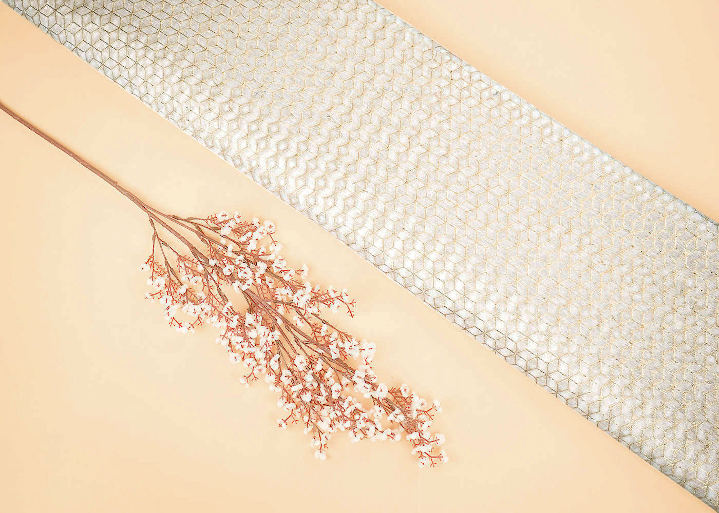 White Dyeable Chanderi Fabric With Allover Zari Handloom 22391