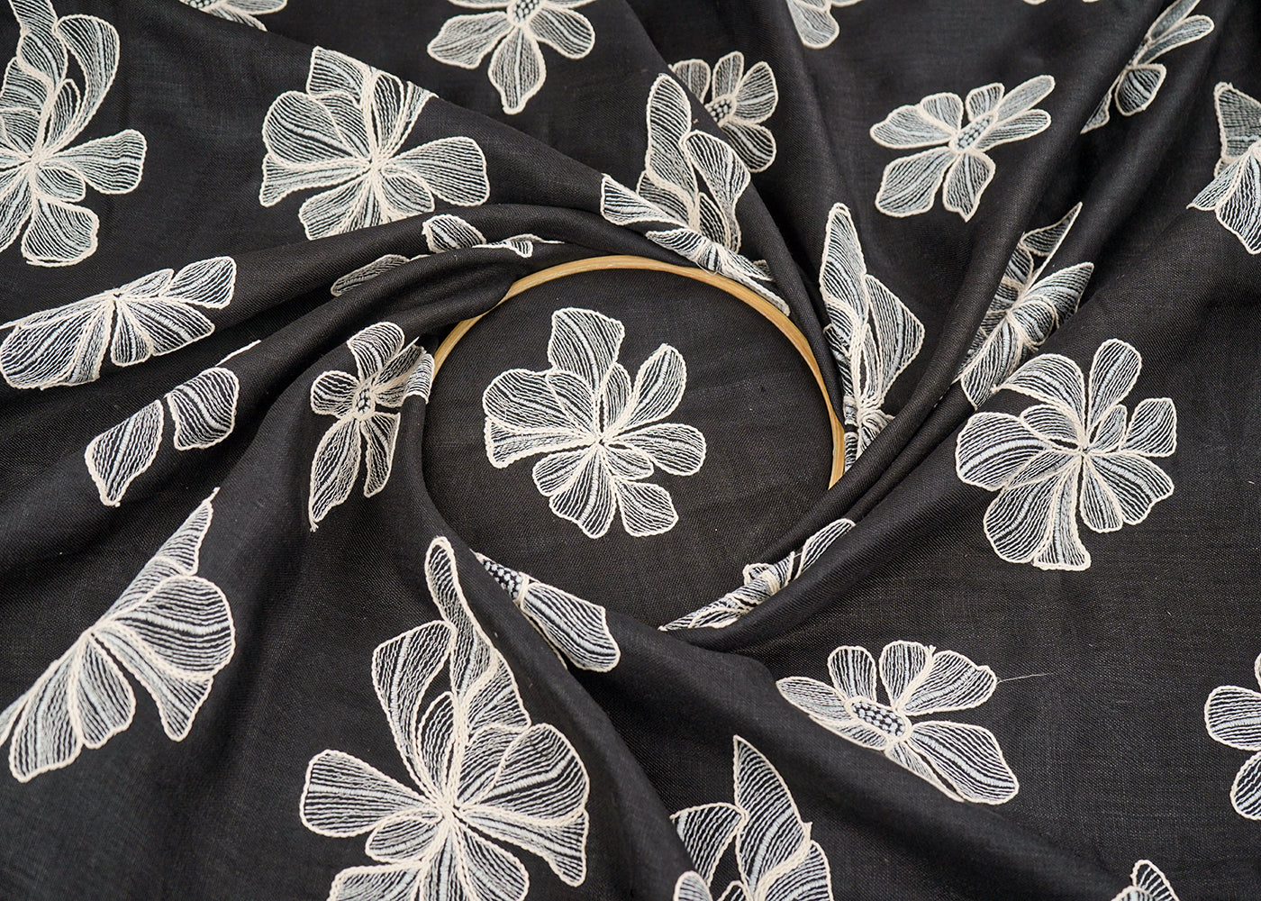 Black-Linen-Fabric-With-All-Over-Floral-Dori-And-Thread-Work-22397-close-view