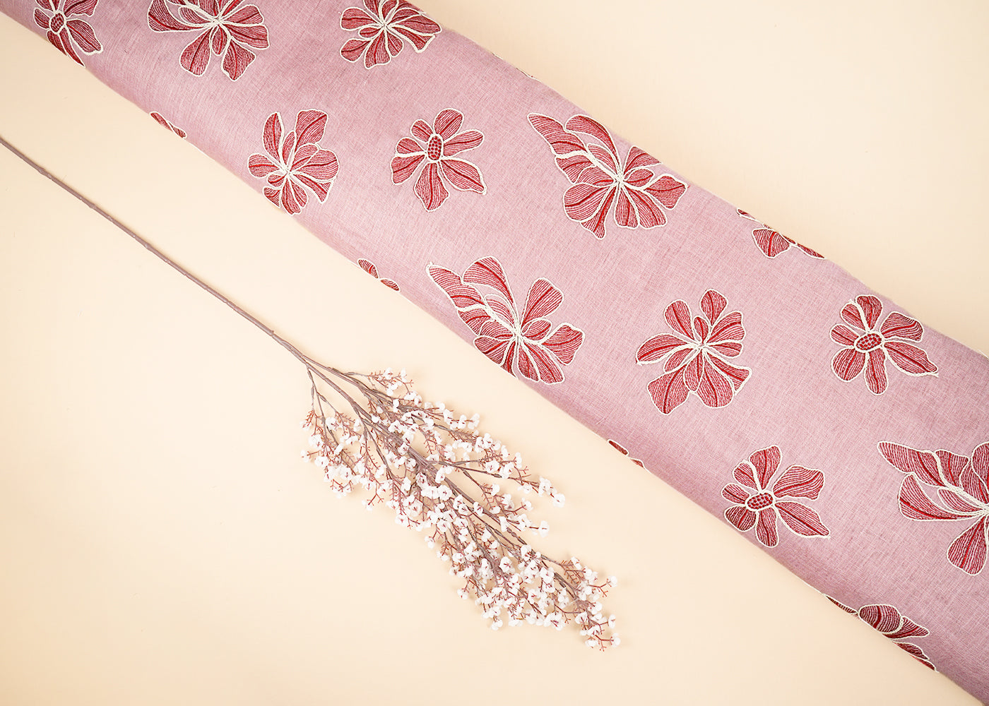 Baby-Pink-Linen-Fabric-With-All-Over-Floral-Dori-And-Thread-Work-22398