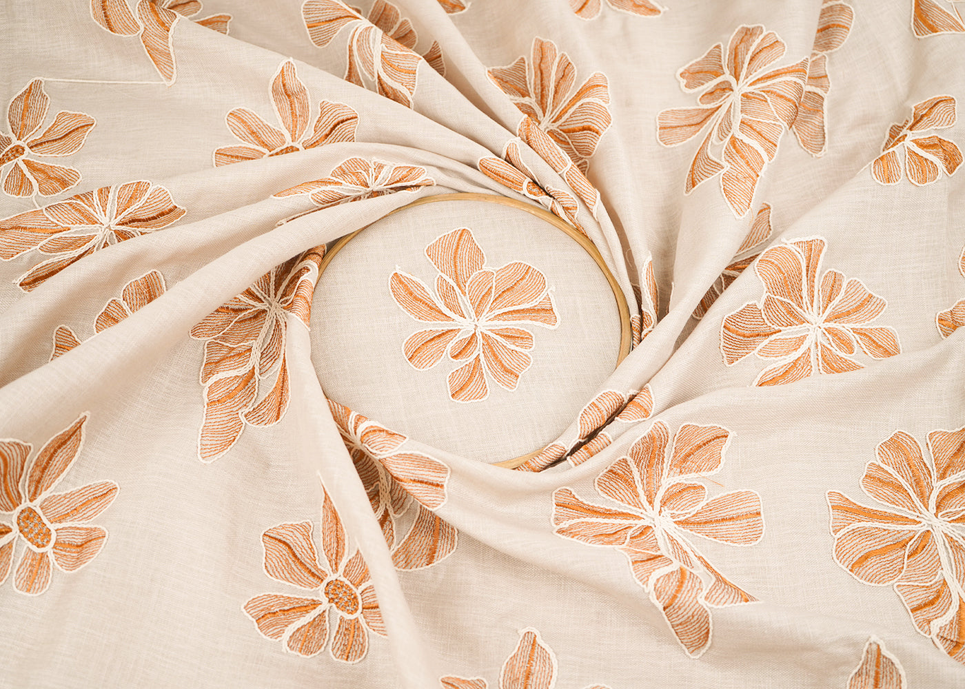 Cream-Linen-Fabric-With-All-Over-Floral-Dori-And-Thread-Work-22399-close-view