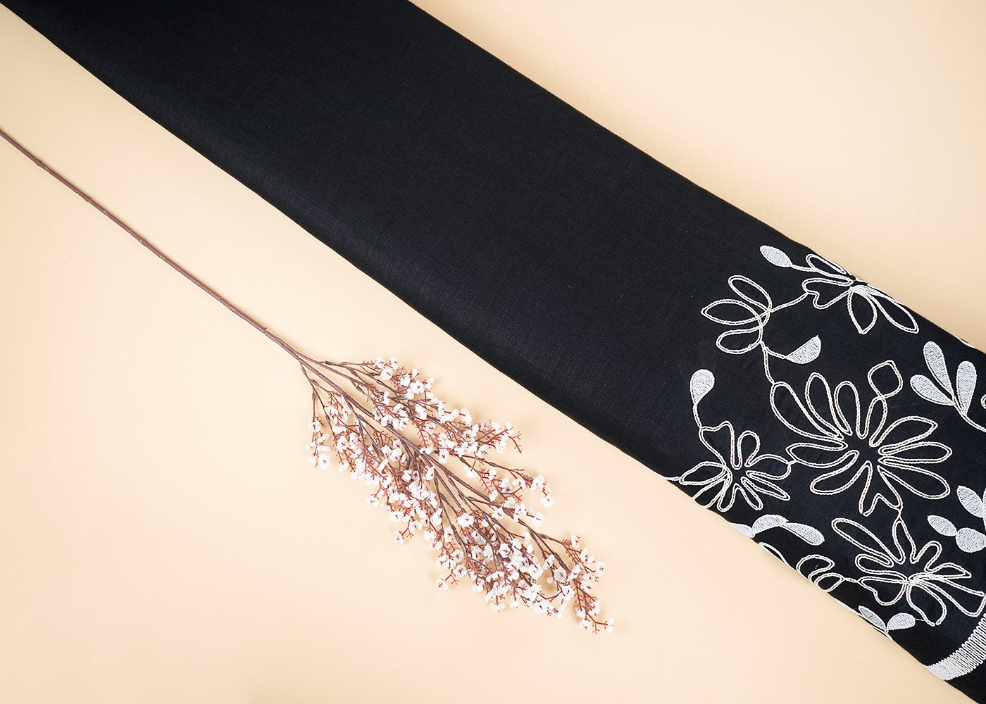 Black-Linen-Fabric-With-Dori-Work-Border-22401