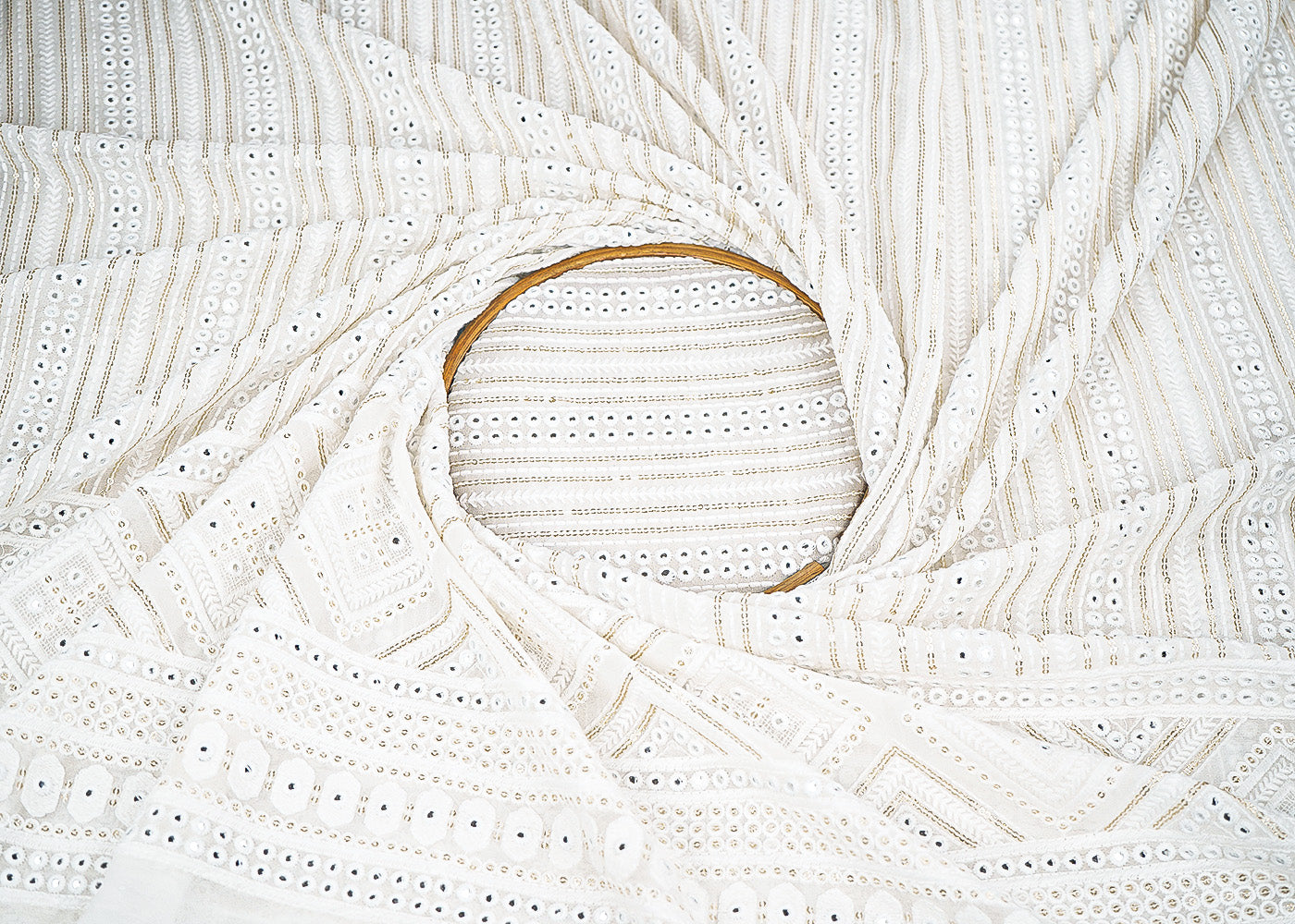 White-Dyeable-Georgette-Fabric-With-Allover-Thread-Sequins-And-Faux-Mirror-Work-With-One-Side-Border-22407-close-view