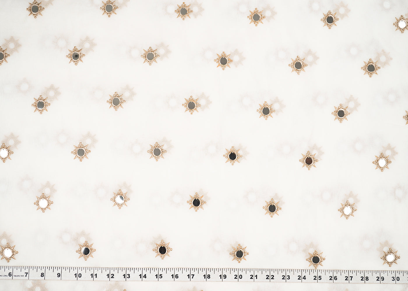White-Georgette-Fabric-With-All-Over-Buti-Of-Golden-Zari-And-Faux-Mirror-Work-22409-measurement-view