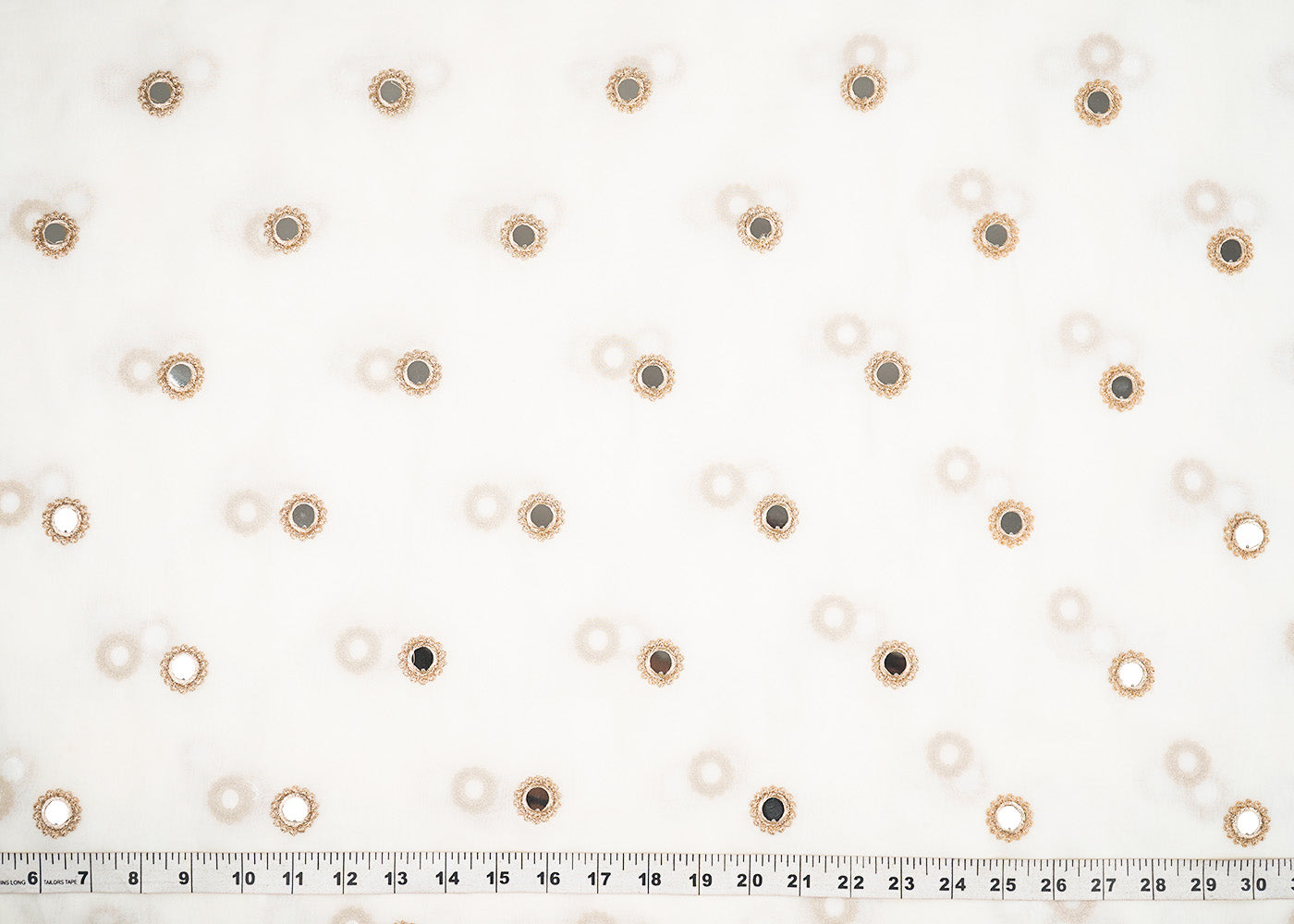 White-Georgette-Fabric-With-All-Over-Buti-Of-Golden-Zari-And-Faux-Mirror-Work-22411-measurement-view