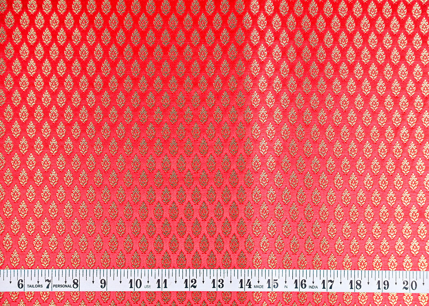 Red-Banarasi-Brocade-Fabric-With-Allover-Golden-Zari-Handloom-22429-measurement-view