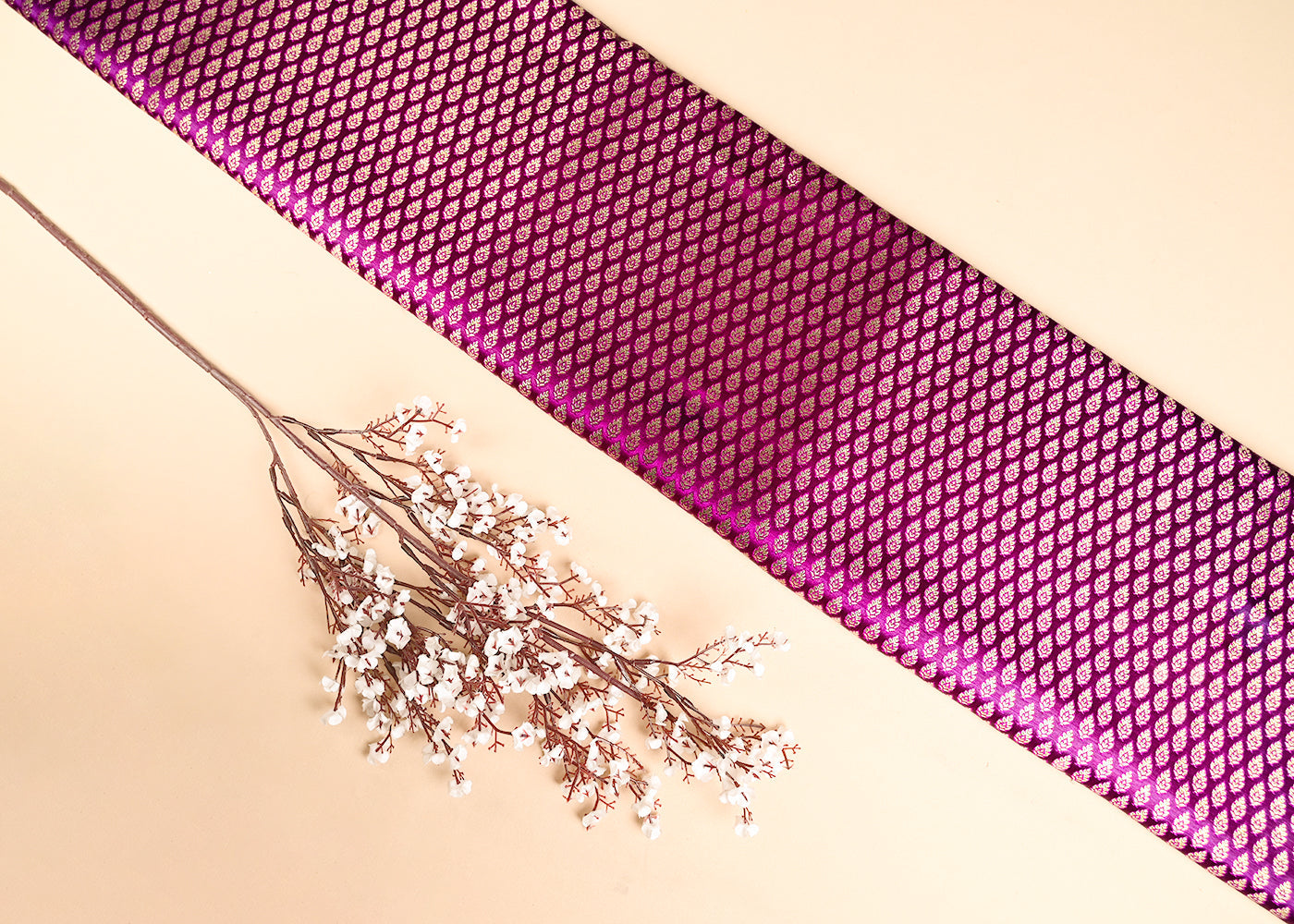 Purple-Banarasi-Brocade-Fabric-With-Allover-Golden-Zari-Handloom-22434