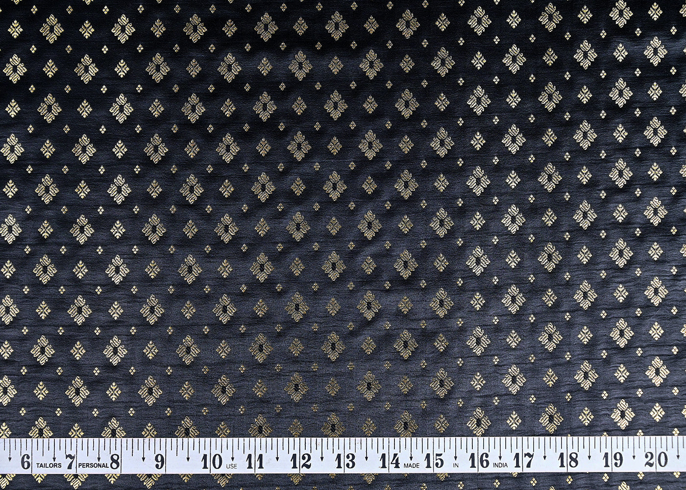 Black-Banarasi-Brocade-Fabric-With-Allover-Golden-Zari-Handloom-22437-measurement-view