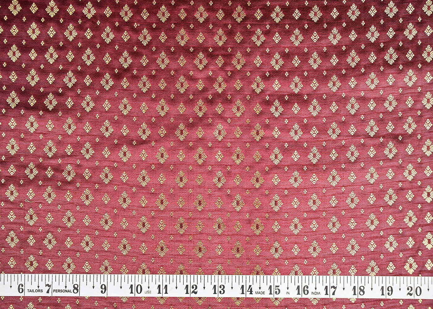 Maroon Banarasi Brocade Fabric With All Over Golden Zari Handloom 22438
