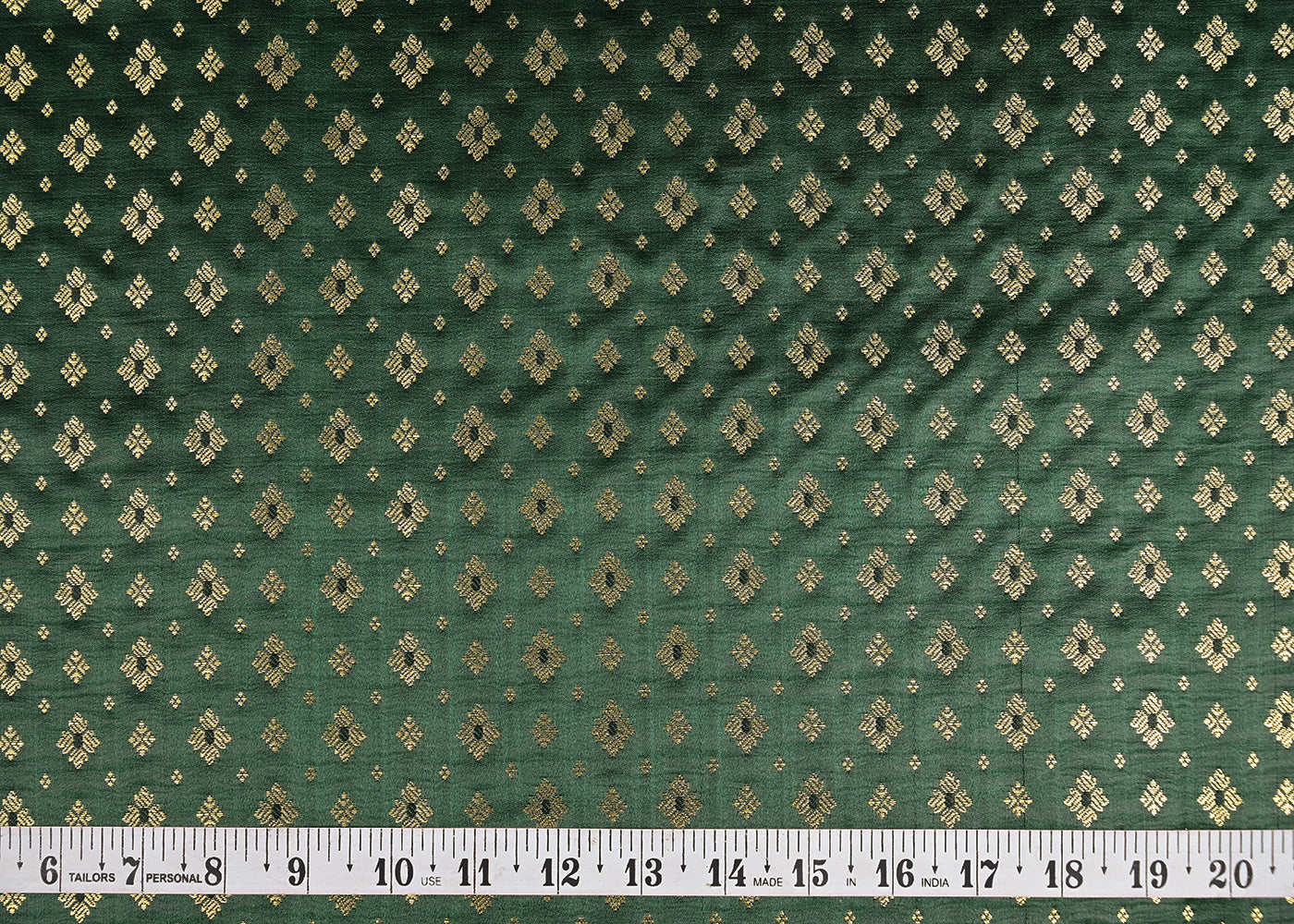 Bottle-Green-Banarasi-Brocade-Fabric-With-Allover-Golden-Zari-Handloom-22439-measurement-view