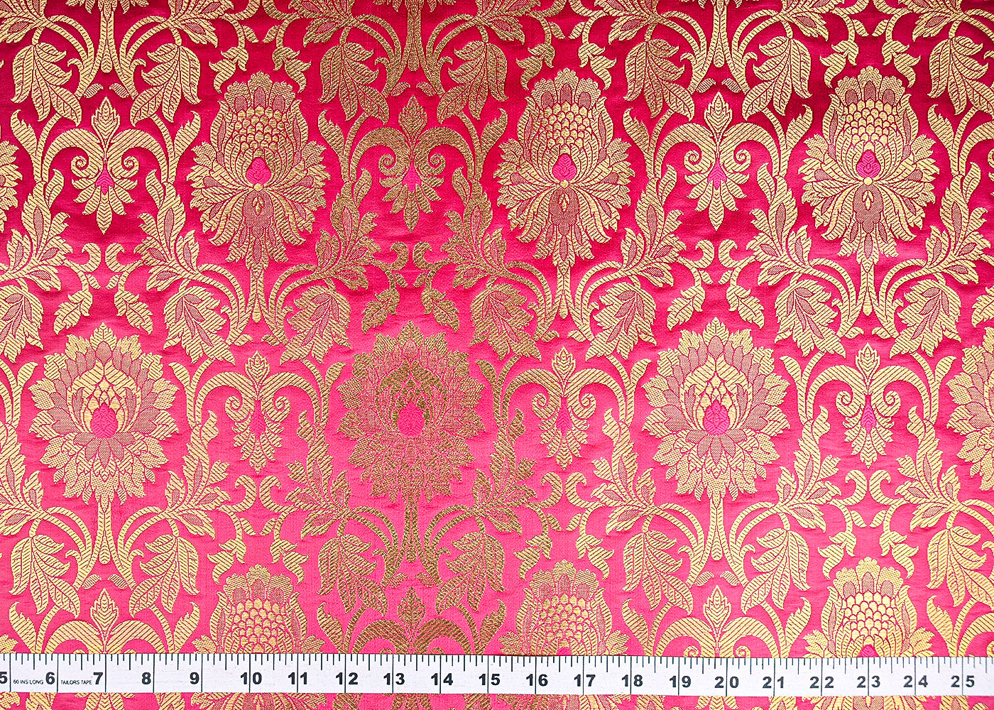 Rani-Pink-Banarasi-Brocade-Fabric-With-All-Over-Golden-Zari-Handloom-22449-measurement-view
