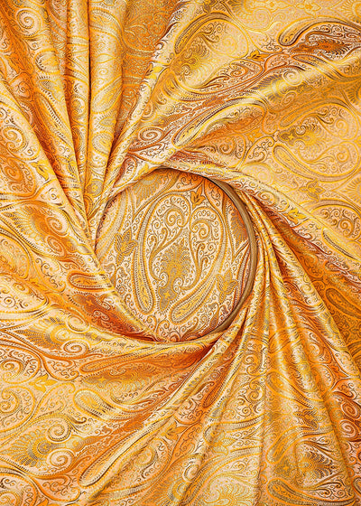 Peach Banarasi Brocade Fabric With All Over Thread And Zari Handloom 22460
