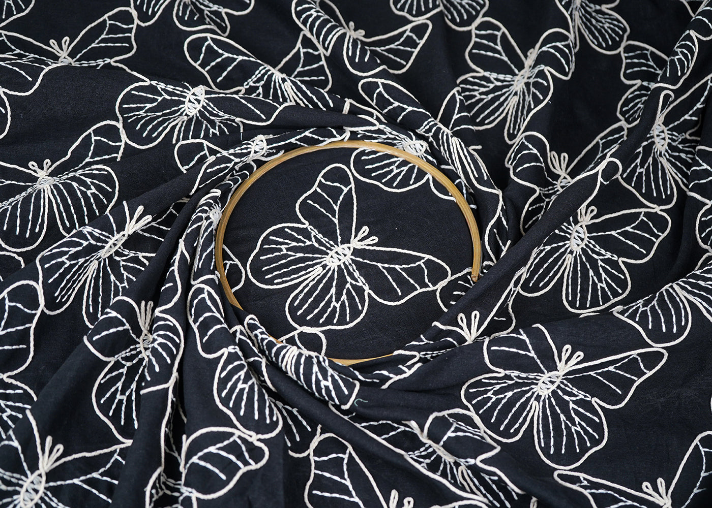 Black-Cotton-Linen-Fabric-With-Allover-Dori-And-Thread-Work-22479-close-view