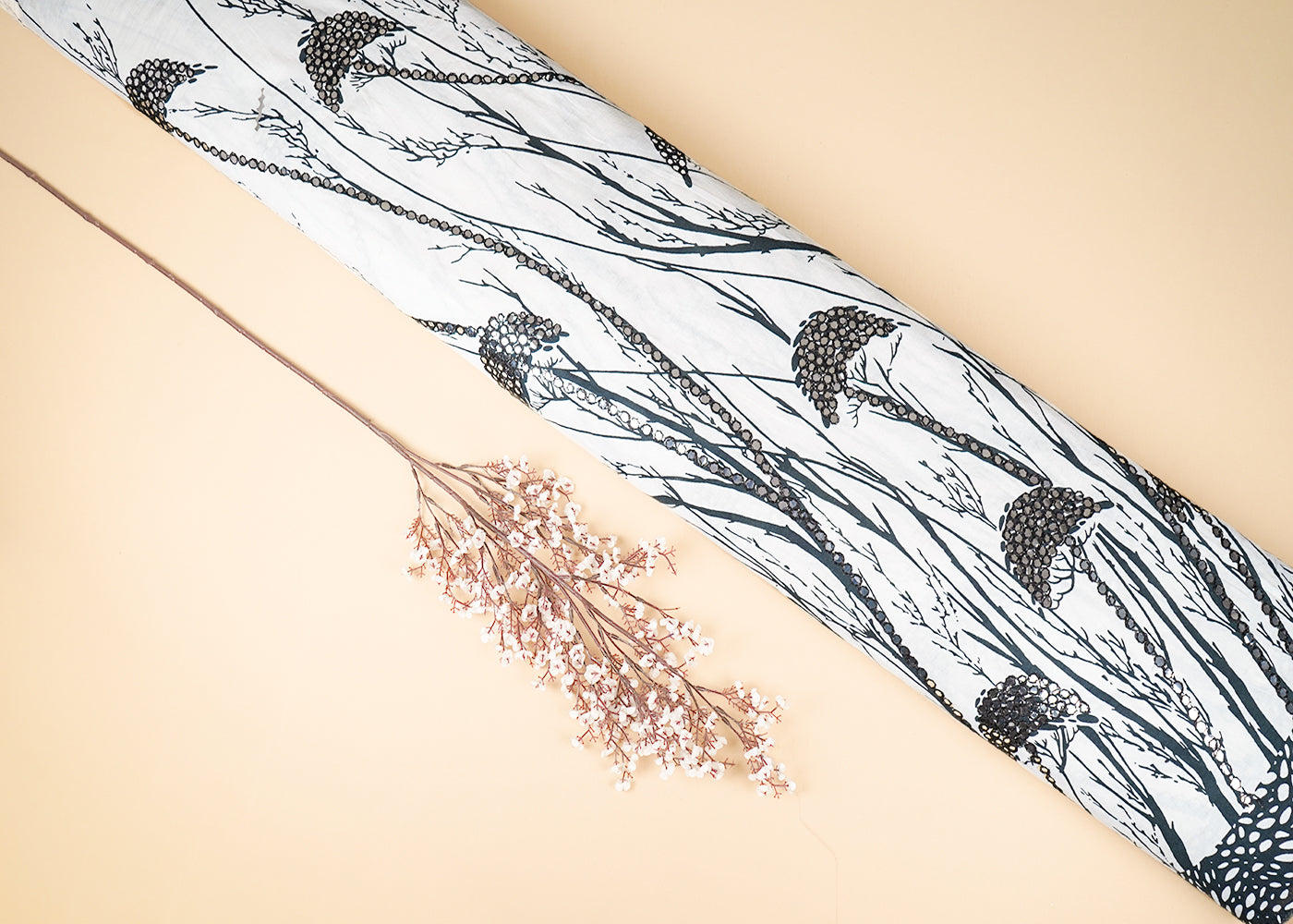 White-Cotton-Fabric-With-Allover-Thread-And-Faux-Mirror-Work-With-One-Side-Border-22480