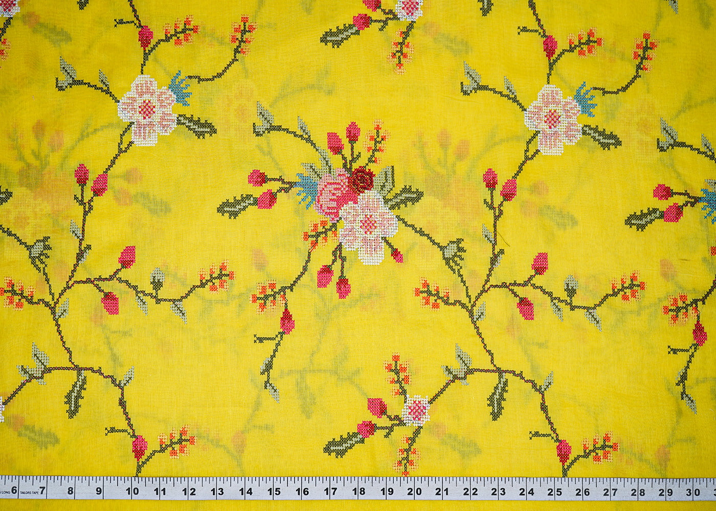 Yellow-Cotton-Linen-Fabric-With-All-Over-Multi-Color-Thread-Work-22491-measurement-view