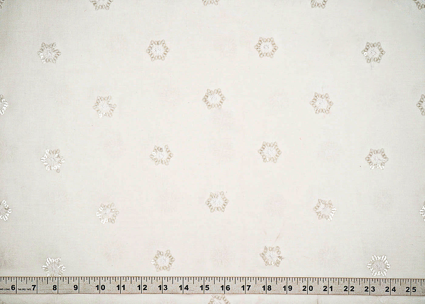 The Noor - White Dyeable Cotton Fabric With All Over Sequins And Thread Work | 22501