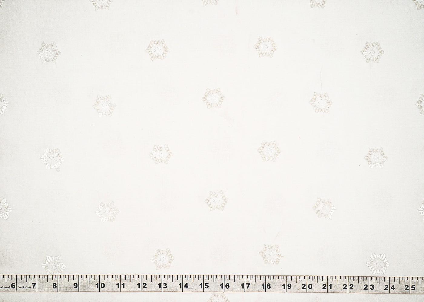 White Dyeable Cotton Fabric With Allover Zari, Sequins And Thread Work 22501