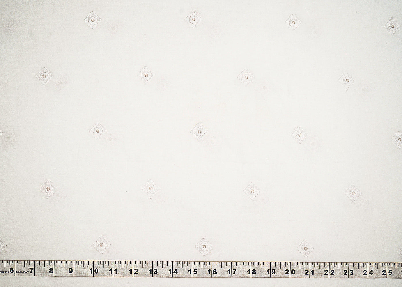 White Dyeable Cotton Fabric With Allover Zari, Sequins And Thread Work 22502