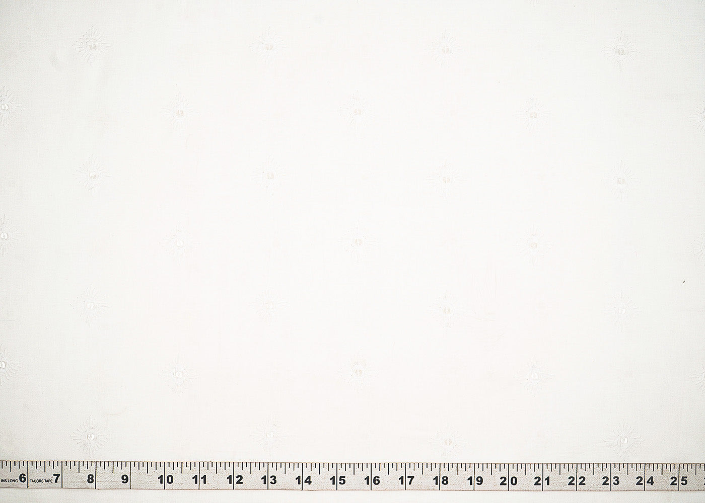 White Dyeable Cotton Fabric With Allover Zari, Sequins And Thread Work 22503