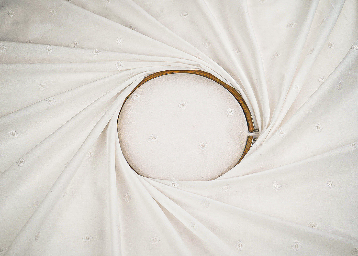 White Dyeable Cotton Fabric With Allover Zari, Sequins And Thread Work 22504