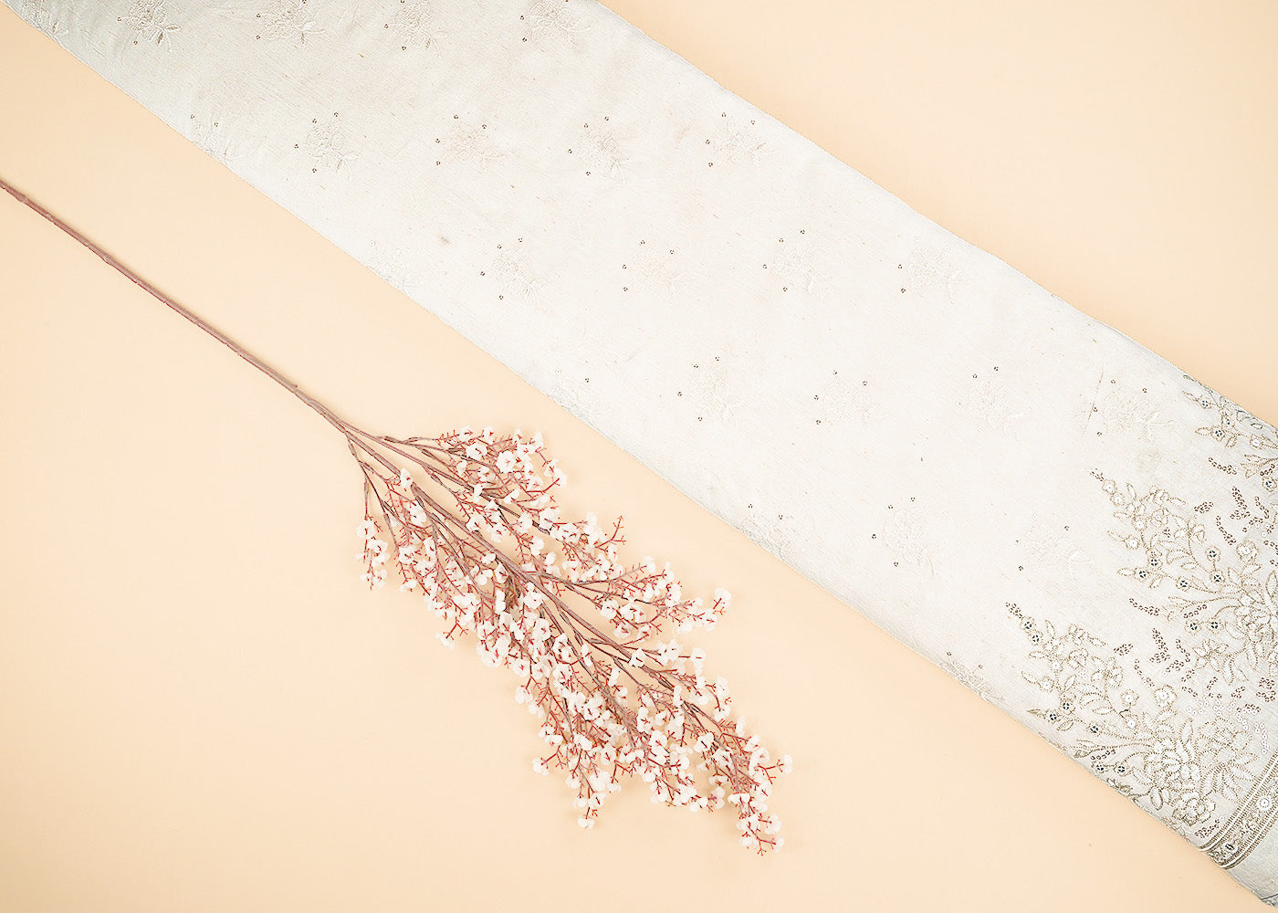 White-Dyeable-Linen-Silk-Fabric-With-Allover-Zari-Sequins-Thread-And-Faux-Mirror-Work-With-One-Side-Border-22507