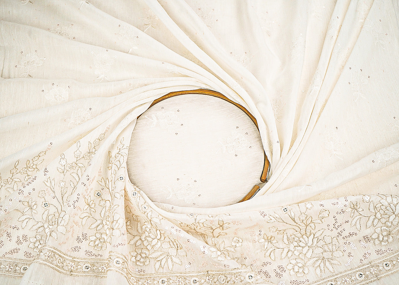 White-Dyeable-Linen-Silk-Fabric-With-Allover-Zari-Sequins-Thread-And-Faux-Mirror-Work-With-One-Side-Border-22507-close-view