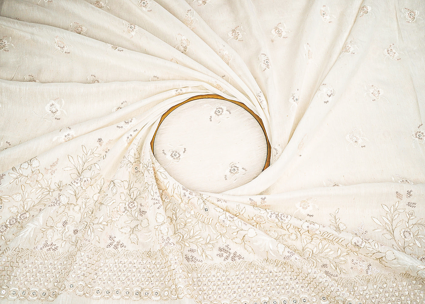 White-Dyeable-Linen-Silk-Fabric-With-Allover-Zari-Sequins-Thread-And-Faux-Mirror-Work-With-One-Side-Border-22509-close-view