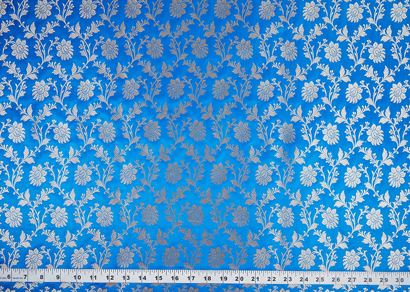 Blue-Banarasi-Brocade-Fabric-With-All-Over-Golden-Zari-Handloom-22547-measurement-view