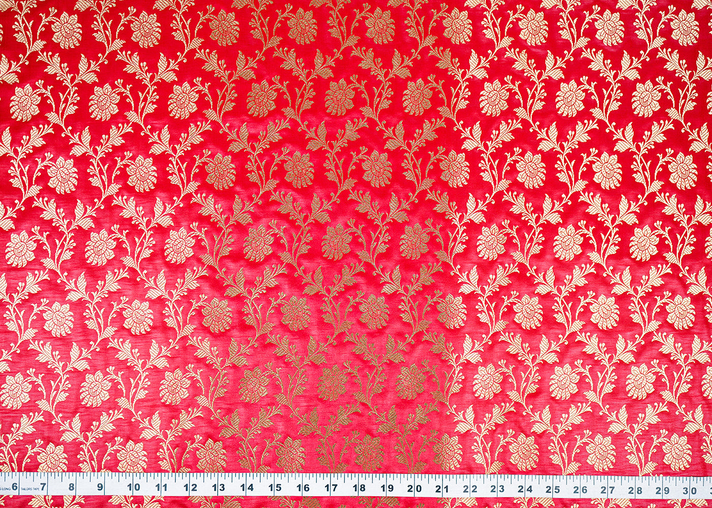 Red-Banarasi-Brocade-Fabric-With-All-Over-Golden-Zari-Handloom-22548-measurement-view