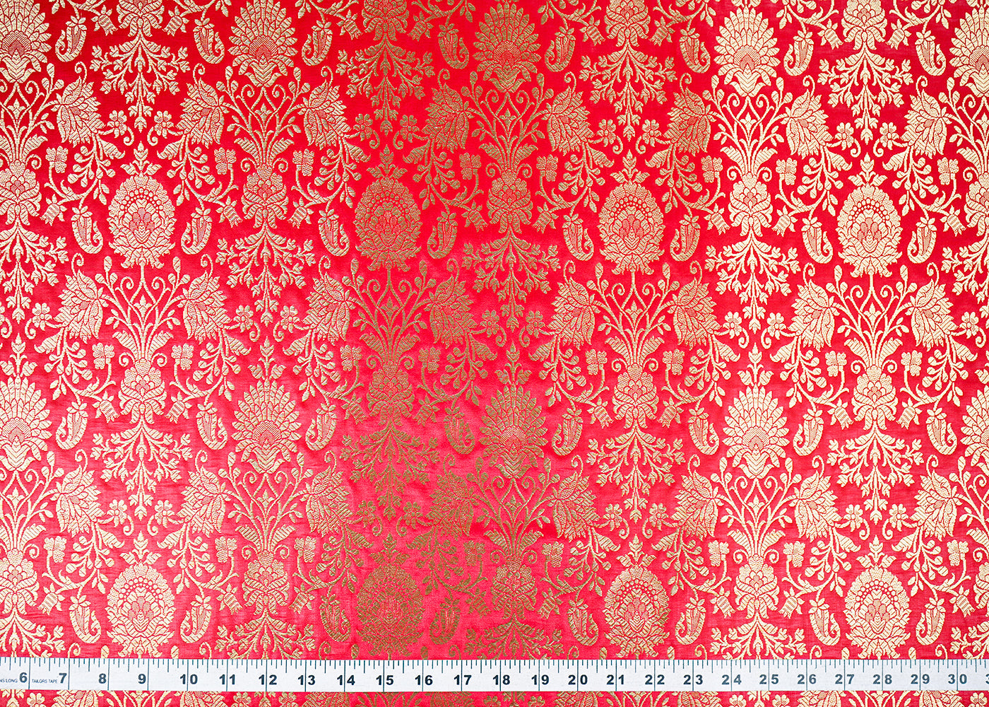 Red-Banarasi-Brocade-Fabric-With-All-Over-Golden-Zari-Handloom-22561-measurement-view