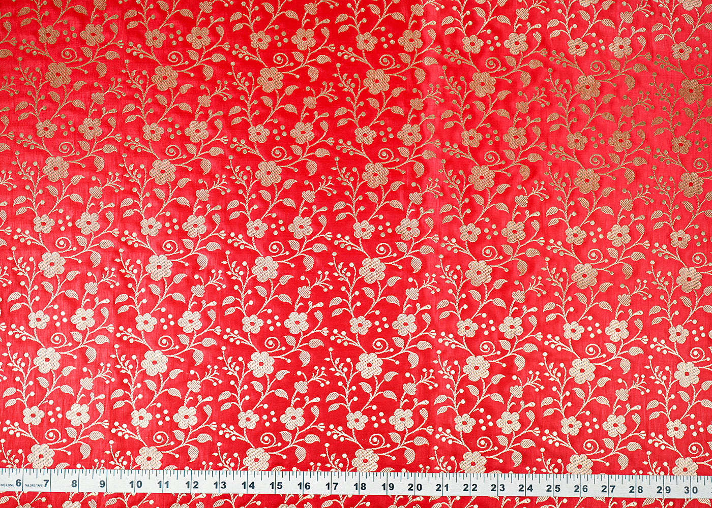 Red-Banarasi-Brocade-Fabric-With-All-Over-Golden-Zari-Handloom-22563-measurement-view