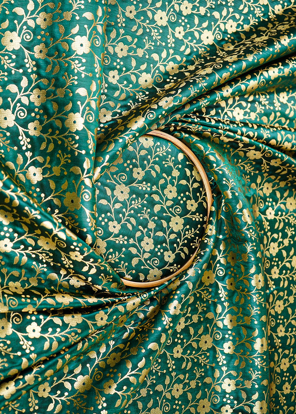 Bottle-Green-Banarasi-Brocade-Fabric-With-All-Over-Golden-Zari-Handloom-22564-close-view