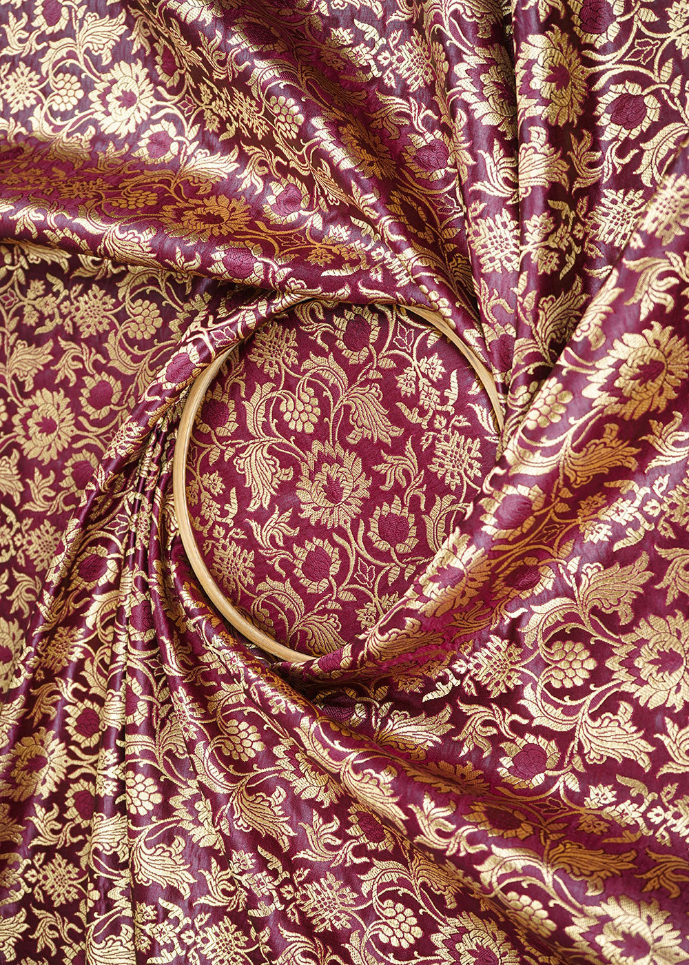 Wine-Banarasi-Brocade-Fabric-With-All-Over-Zari-Handloom-22572-close-view